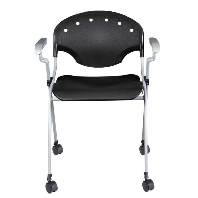 Regency Rico Classroom Training Mobile Stack Chair with Arms - Black (11 Pack)
