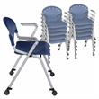 Regency Rico Classroom Training Mobile Stack Chair w/ Arms - Navy Blue(11 Pack)