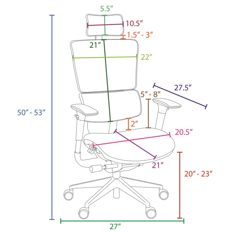 Omega Ergonomic Leather Executive Office Chair with Headrest/Adjustable Lumbar Support - Chocolate