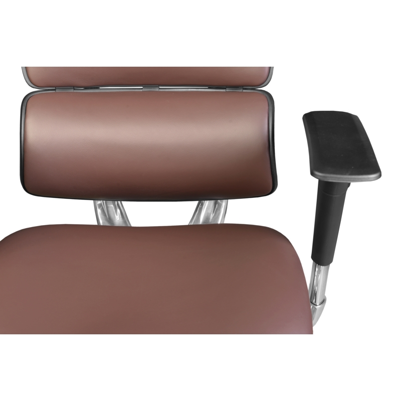 Omega Ergonomic Leather Executive Office Chair with Headrest/Adjustable Lumbar Support - Chocolate