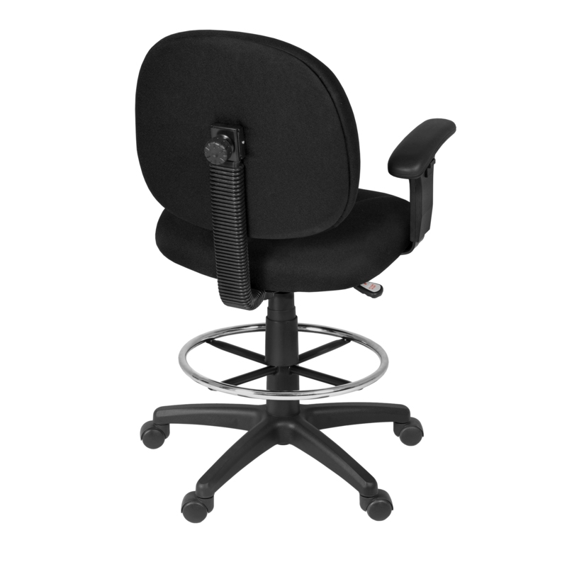Regency Comfort Series Swivel Fabric Computer Task Chair with Adjustable Arms & Drafting Kit - Black
