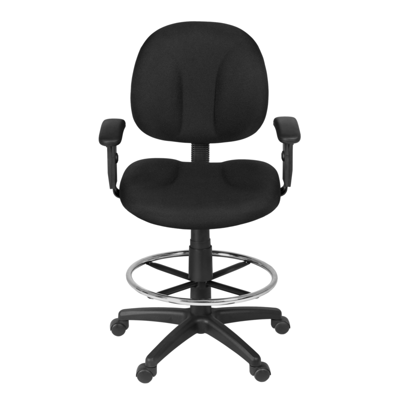 Regency Comfort Series Swivel Fabric Computer Task Chair with Adjustable Arms & Drafting Kit - Black