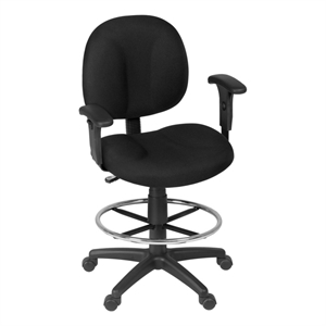 Regency Comfort Series Swivel Fabric Computer Task Chair with Adjustable Arms & Drafting Kit - Black