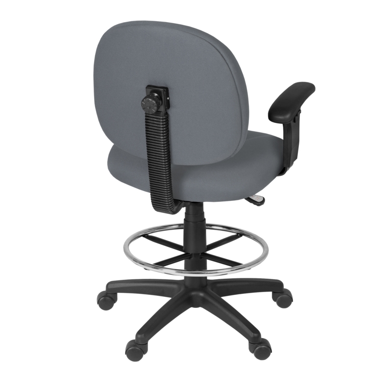 Regency Comfort Series Swivel Fabric Computer Task Chair with Adjustable Arms & Drafting Kit -Gray