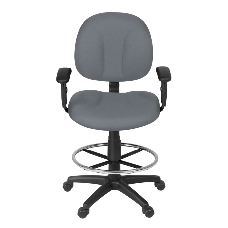 Regency Comfort Series Swivel Fabric Computer Task Chair with Adjustable Arms & Drafting Kit -Gray