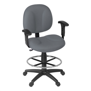 Regency Comfort Series Swivel Fabric Computer Task Chair with Adjustable Arms & Drafting Kit -Gray