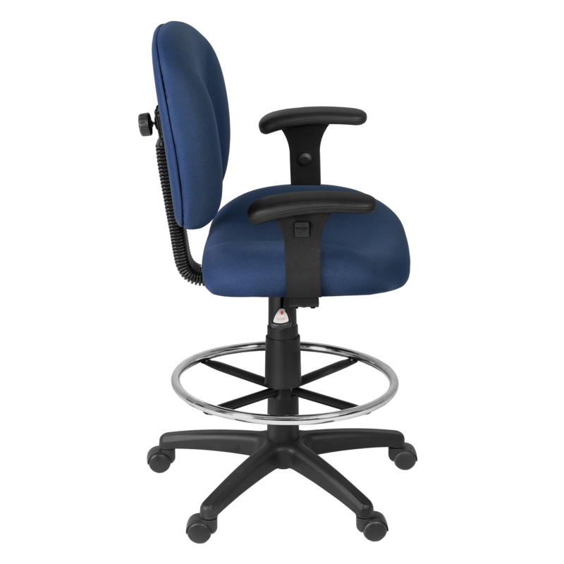 Regency Comfort Series Swivel Fabric Computer Task Chair with Adjustable Arms & Drafting Kit - Navy Blue