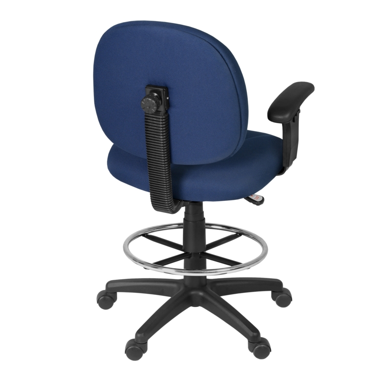 Regency Comfort Series Swivel Fabric Computer Task Chair with Adjustable Arms & Drafting Kit - Navy Blue