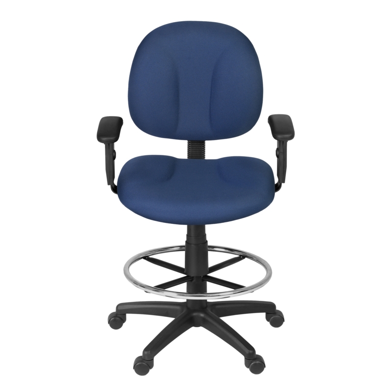 Regency Comfort Series Swivel Fabric Computer Task Chair with Adjustable Arms & Drafting Kit - Navy Blue