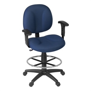 Regency Comfort Series Swivel Fabric Computer Task Chair with Adjustable Arms & Drafting Kit - Navy Blue