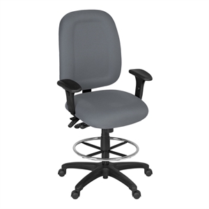 Regency Comfort Series High-Back Multifunctional Fabric Computer Task Chair with Adjustable Arms and Drafting Kit - Gray