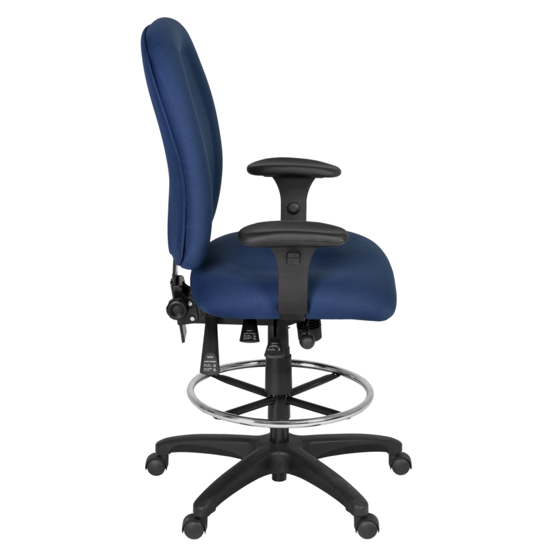 Regency Comfort Series High-Back Multifunctional Fabric Computer Task Chair with Adjustable Arms and Drafting Kit - Navy Blue