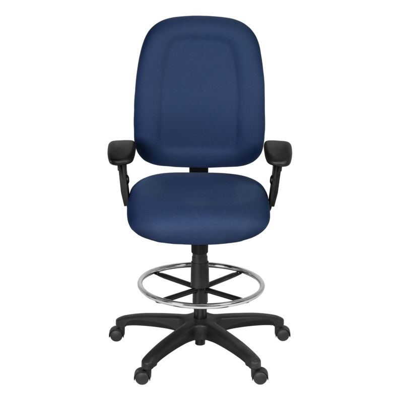 Regency Comfort Series High-Back Multifunctional Fabric Computer Task Chair with Adjustable Arms and Drafting Kit - Navy Blue