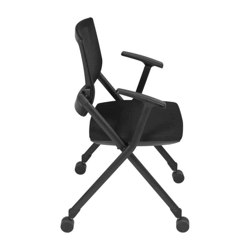 Regency Pulse Flexible High Back with Padded Fabric Seat Nesting Chair (4 pack)- Black