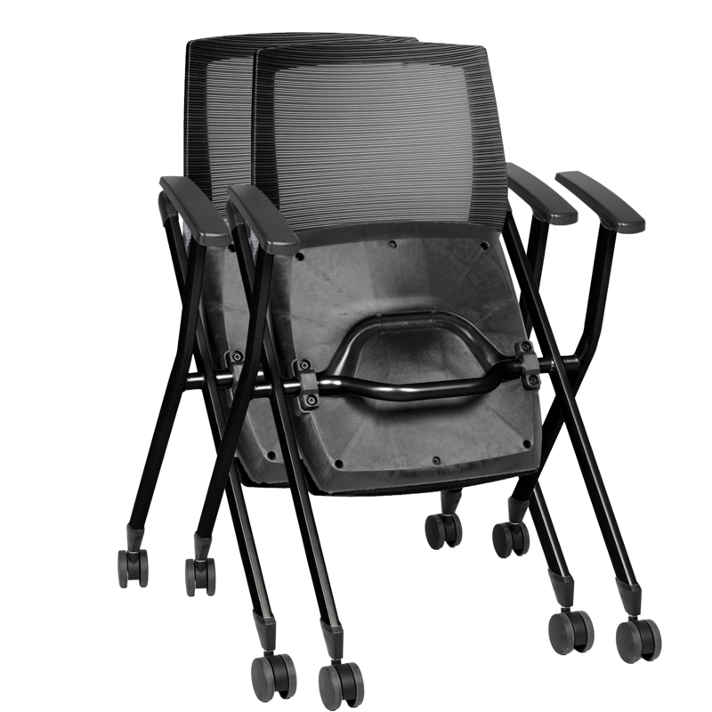 Regency Pulse Flexible High Back with Padded Fabric Seat Nesting Chair (4 pack)- Black
