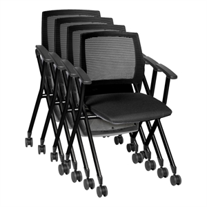 Regency Pulse Flexible High Back with Padded Fabric Seat Nesting Chair (4 pack)- Black