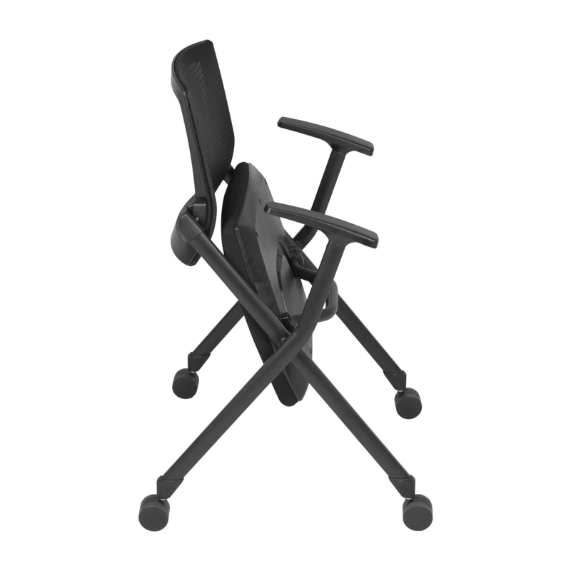Regency Pulse Flexible High Back with Padded Fabric Seat Nesting Chair (8 pack)- Black