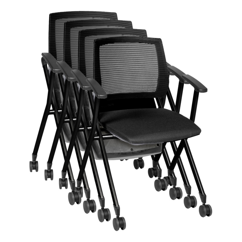 Regency Pulse Flexible High Back with Padded Fabric Seat Nesting Chair (8 pack)- Black