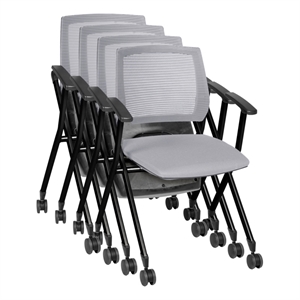 Regency Pulse Flexible High Back with Padded Fabric Seat Nesting Chair (4 pack)- Gray