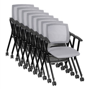 Regency Pulse Flexible HighBack w/ Padded Fabric Seat Nesting Chair(8 pack)-Gray