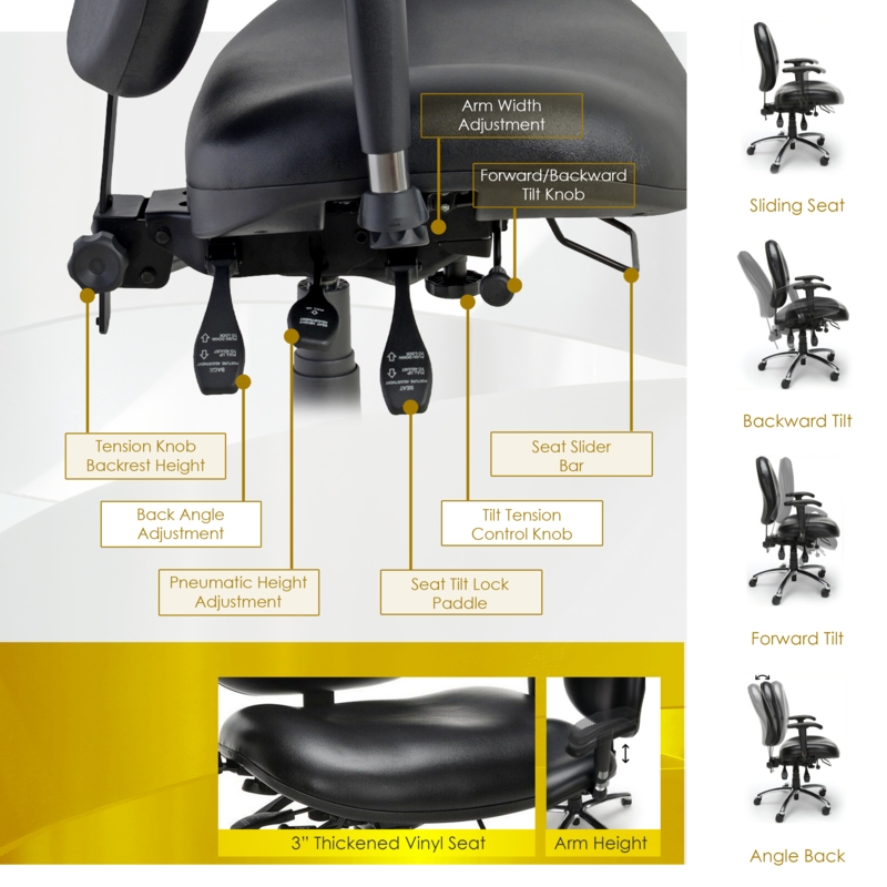 Regency Conley Multi-Shift Vinyl Office Chair Big & Tall with Wheels - Black