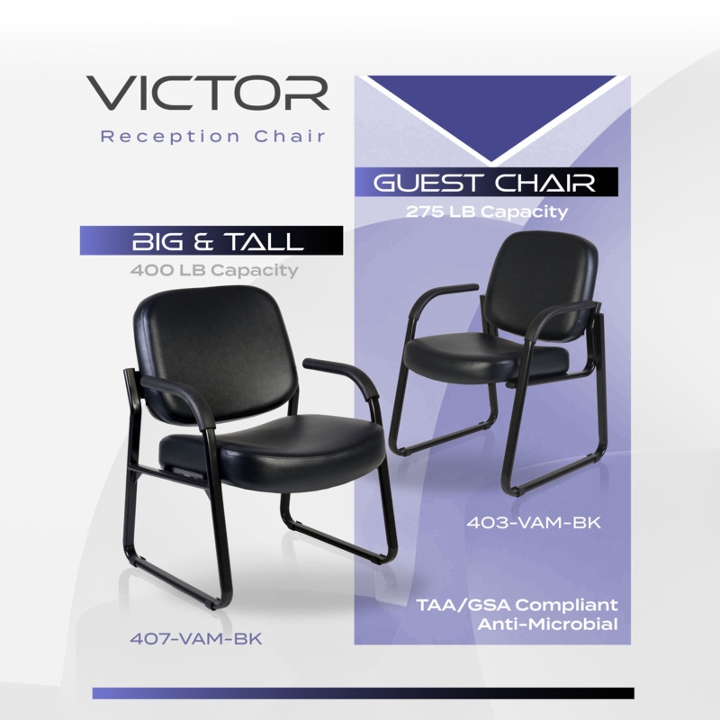 Regency Victor Guest and Reception Chair with Arms - Black
