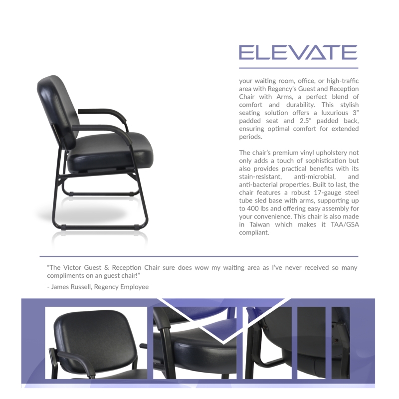 Regency Victor Guest and Reception Chair with Arms - Black