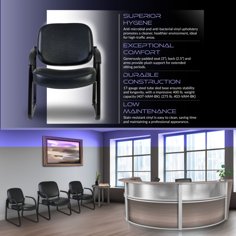 Regency Victor Guest and Reception Chair with Arms - Black