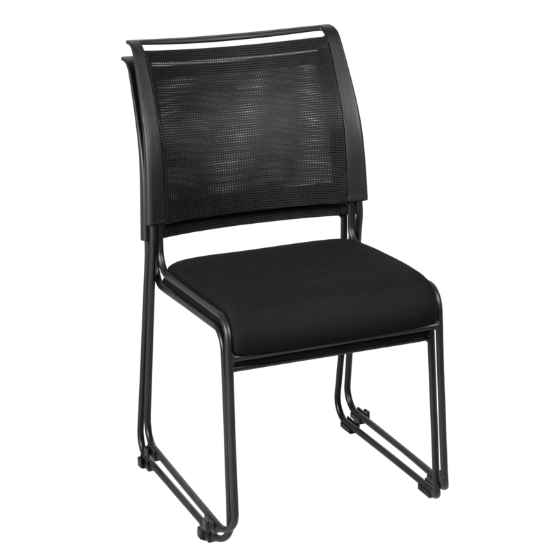 Regency Maxx Mesh and Fabric Seat Stacking Office Chairs - 12 Pack - Black