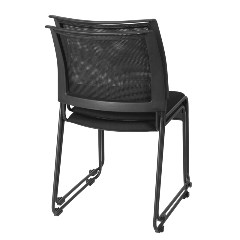 Regency Maxx Mesh and Fabric Seat Stacking Office Chairs -  6 Pack - Black