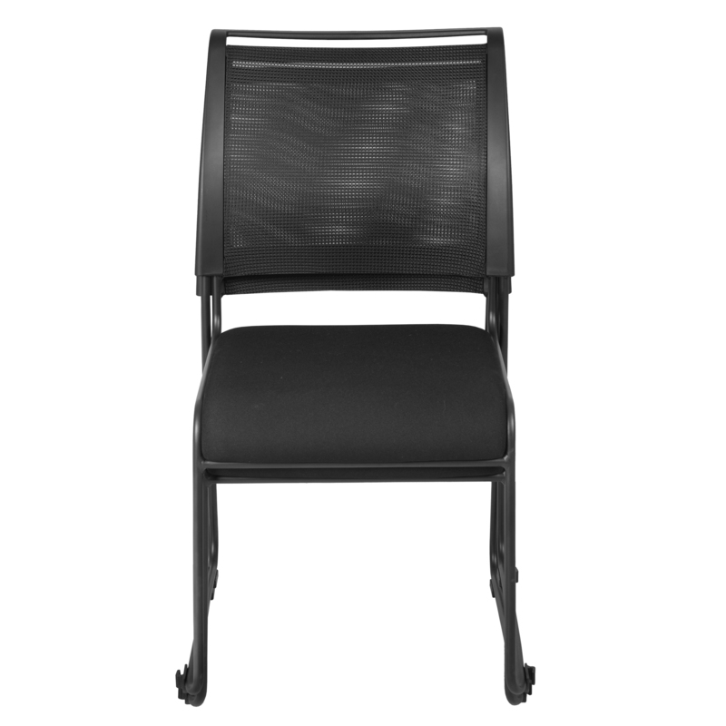 Regency Maxx Mesh and Fabric Seat Stacking Office Chairs -  6 Pack - Black