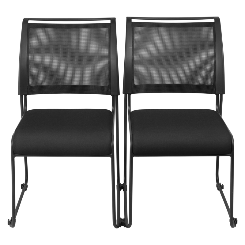 Regency Maxx Mesh and Fabric Seat Stacking Office Chairs -  6 Pack - Black