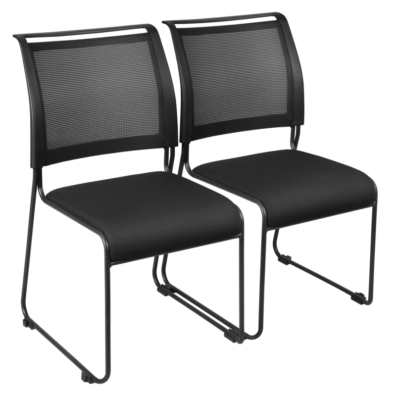 Regency Maxx Mesh and Fabric Seat Stacking Office Chairs -  6 Pack - Black