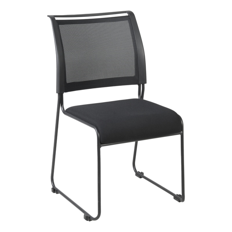 Regency Maxx Mesh and Fabric Seat Stacking Office Chairs -  6 Pack - Black