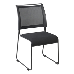 Regency Maxx Mesh and Fabric Seat Stacking Office Chairs -  6 Pack - Black