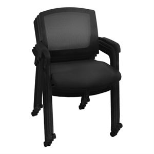 Regency Knight Multi-Purpose Mobile Office Mesh Side Chair - Black (4 Pack)