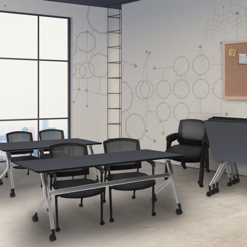 Regency Knight Multi-Purpose Mobile Office Mesh Side Chair - Black (8 Pack)