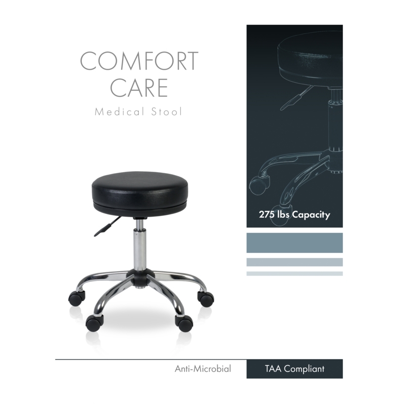 Regency ComfortCare Armless Medical Stool - Black