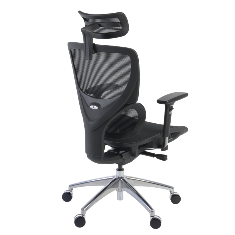 Omega Mesh O-2 Tech Ergonomic Office Chair w/ Headrest/Lumbar Support - Black