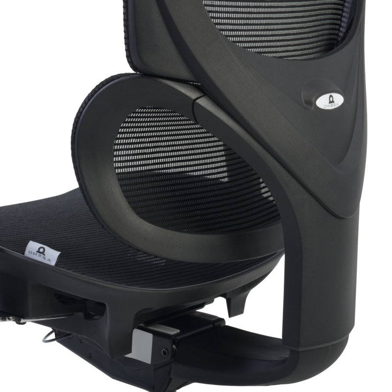 Omega Mesh O-2 Tech Ergonomic Office Chair w/ Headrest/Lumbar Support - Black