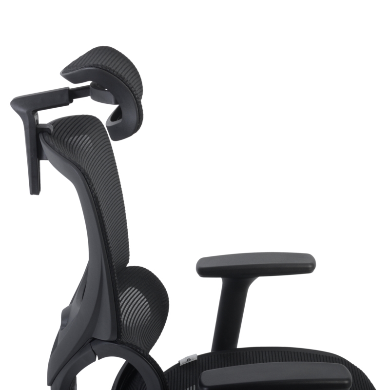 Omega Mesh O-2 Tech Ergonomic Office Chair w/ Headrest/Lumbar Support - Black