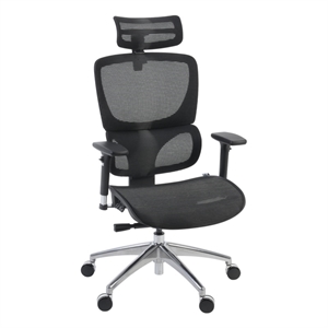 Omega Mesh O-2 Tech Ergonomic Office Chair w/ Headrest/Lumbar Support - Black