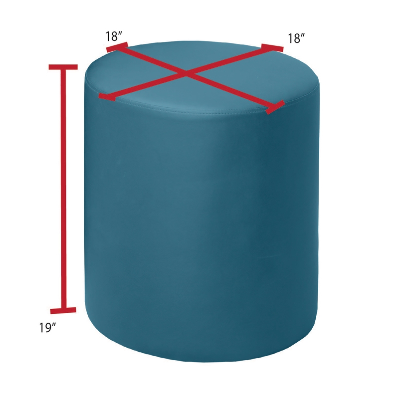 Logan Round Vinyl Ottoman (Set of 2)- Peacock Teal