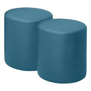Logan Round Vinyl Ottoman (Set of 2)- Peacock Teal