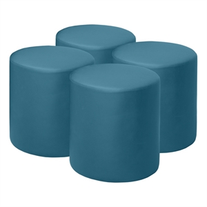 Logan Round Vinyl Ottoman (Set of 4)- Peacock Teal