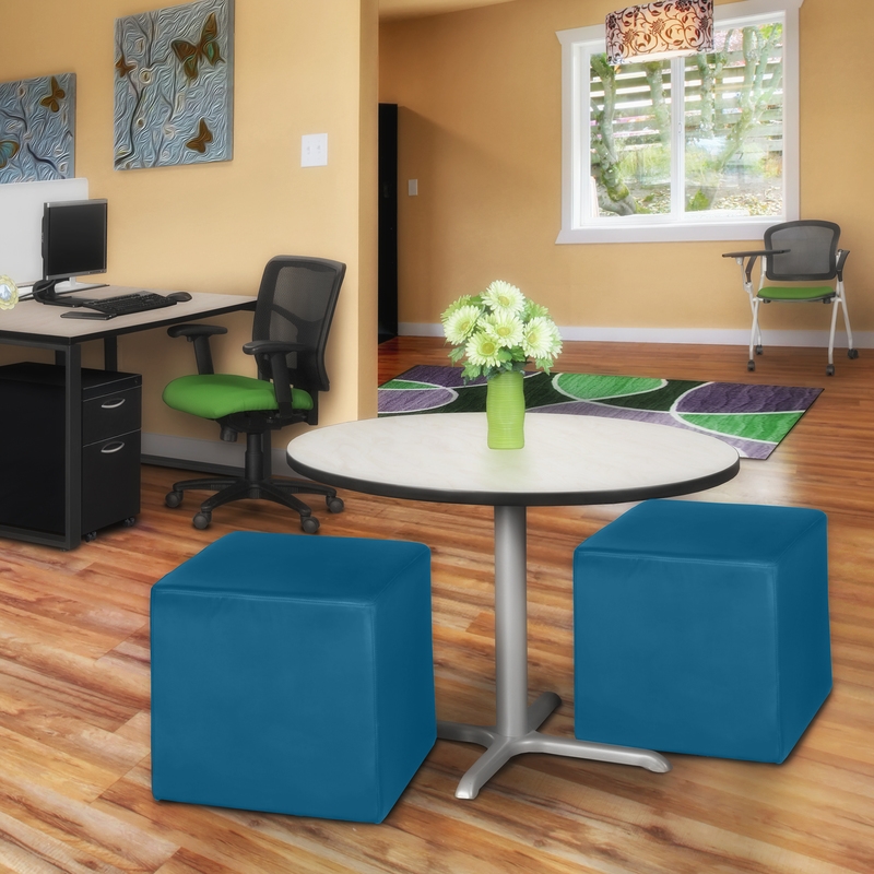 Jean Square Vinyl Ottoman (Set of 2)- Peacock Teal