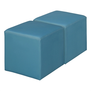 Jean Square Vinyl Ottoman (Set of 2)- Peacock Teal