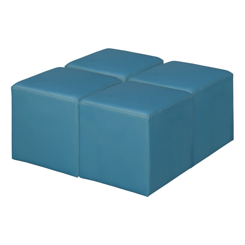 Jean Square Vinyl Ottoman (Set of 4)- Peacock Teal