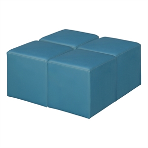 Jean Square Vinyl Ottoman (Set of 4)- Peacock Teal