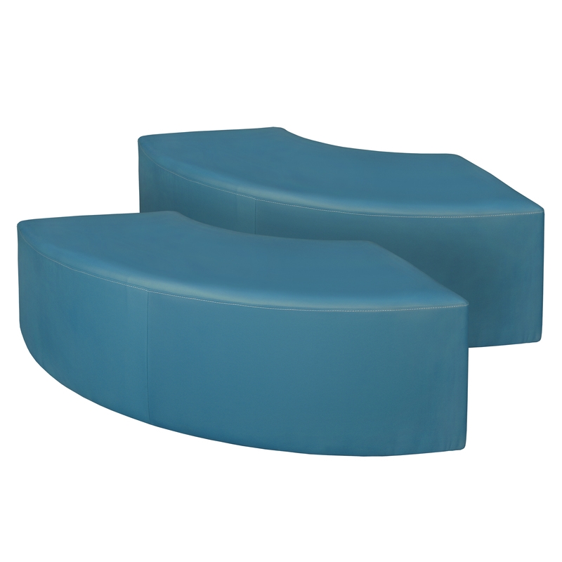Aurora Curved Vinyl Ottoman (Set of 2)- Peacock Teal